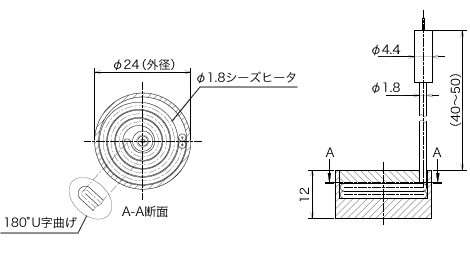 真空用小型円形ホットプレートの図面